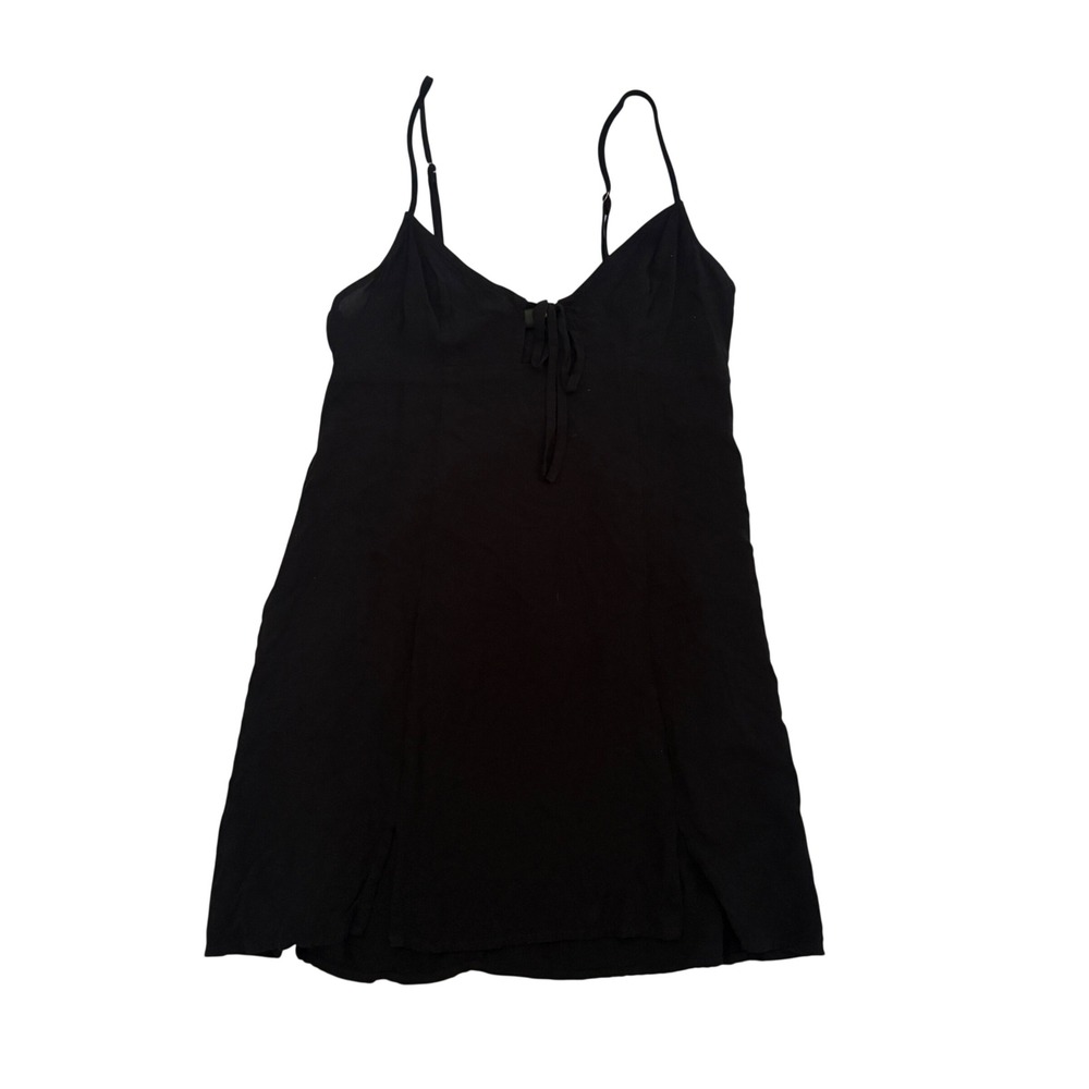 Wild Fable Womens Y2K Babydoll Black Tie Front Keyhole Mini Dress M Whimsigoth